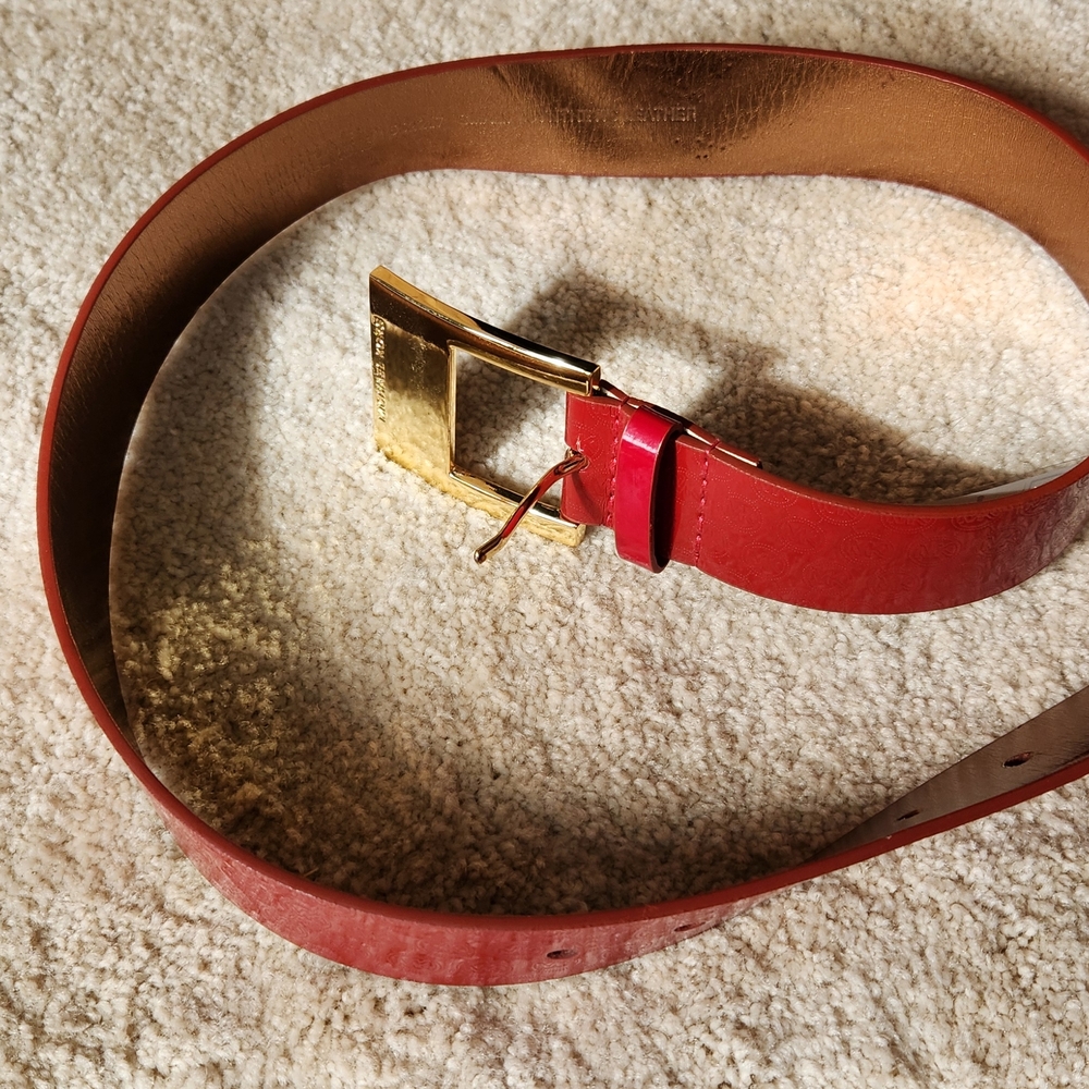 Michael Kors Red Belt with Gold Buckle